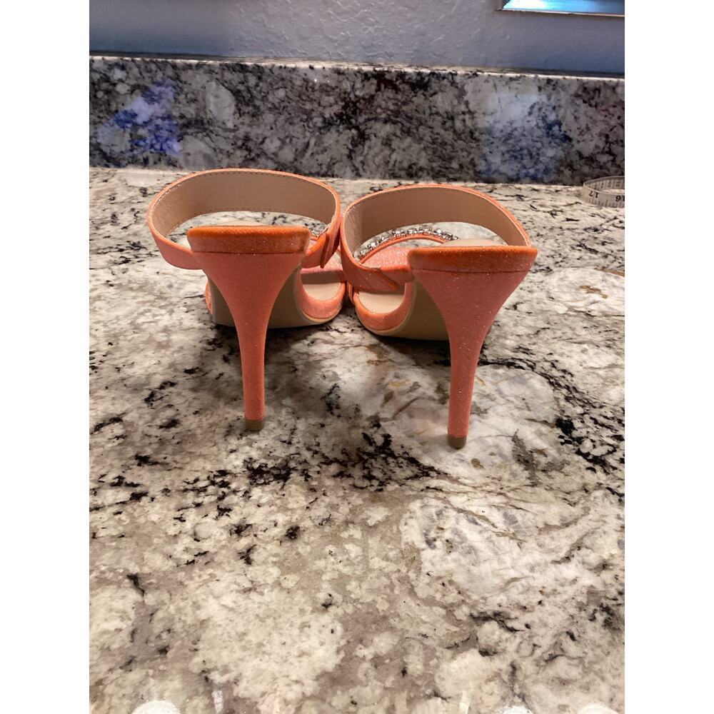 Allegra K Glitter Rhinestone Stiletto heel slip on Open Toe sandals Orange 7 - Picture 3 of 12